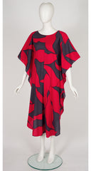 1970s Graphic Print Cotton Caftan Jumpsuit