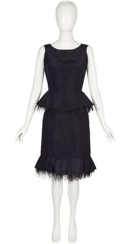 2008 Resort Black Silk Faille Ostrich Feather Trim Cocktail Set
