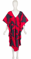 1970s Graphic Print Cotton Caftan Jumpsuit