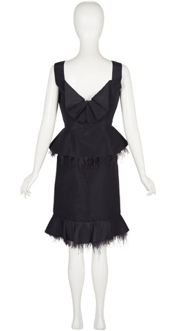 2008 Resort Black Silk Faille Ostrich Feather Trim Cocktail Set
