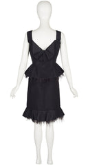 2008 Resort Black Silk Faille Ostrich Feather Trim Cocktail Set