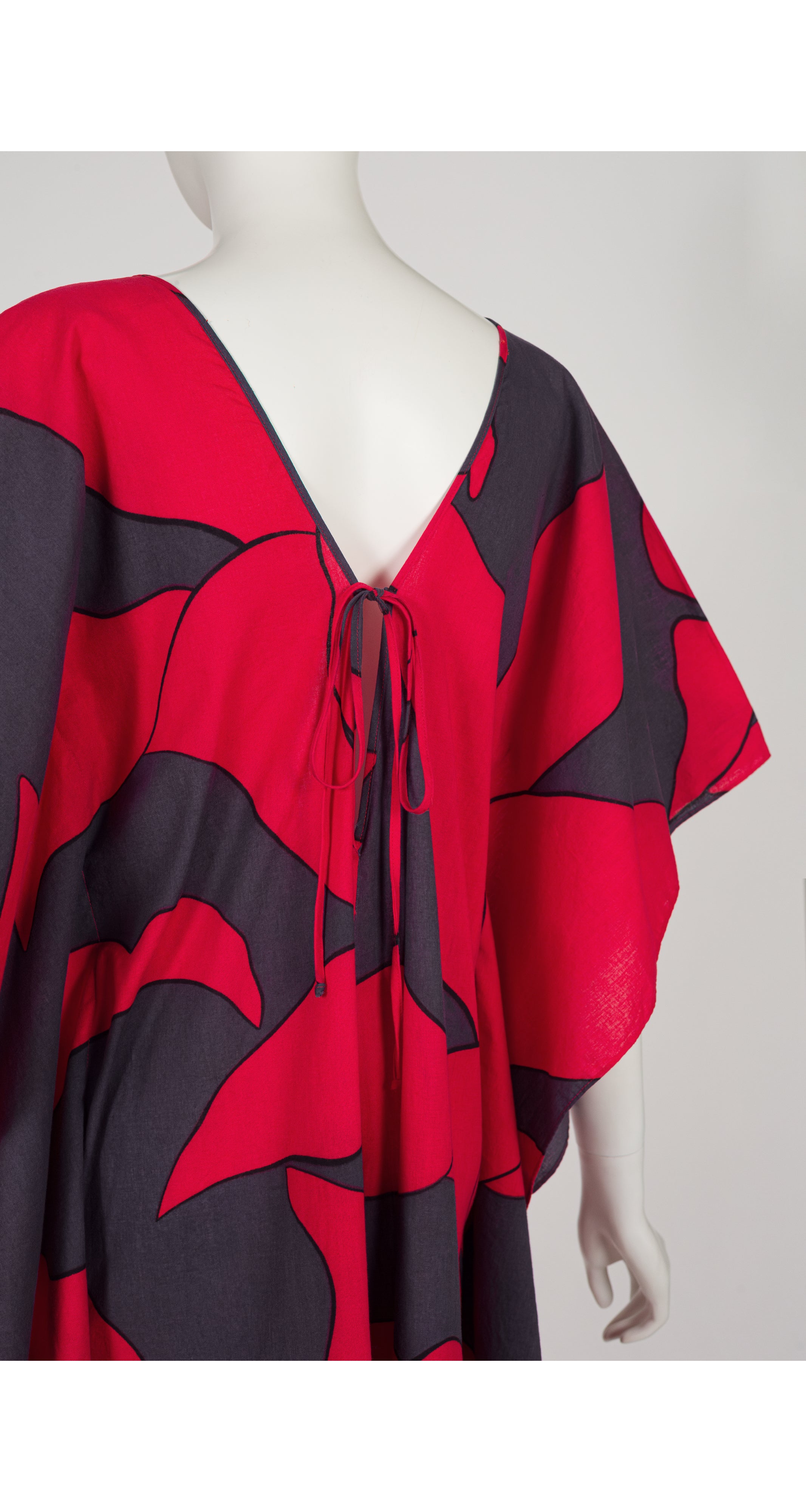 1970s Graphic Print Cotton Caftan Jumpsuit