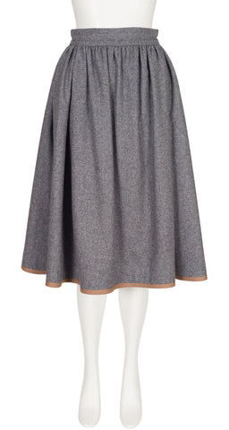 1977-78 F/W Gray Wool Braided Trim Full Skirt