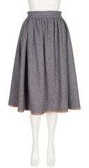 1977-78 F/W Gray Wool Braided Trim Full Skirt