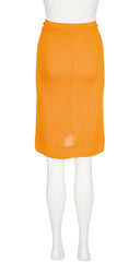 2000s Tangerine Viscose Jersey Draped Faux-Wrap Skirt