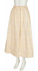 1980s Embroidered Cream Cotton Top & Skirt Set