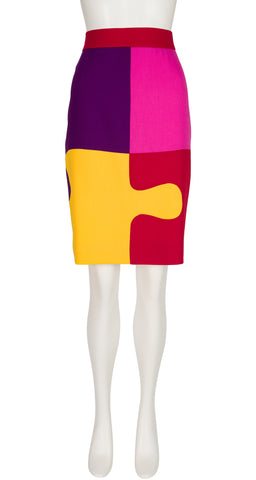 1991-92 F/W Jigsaw Puzzle Piece Wool Pencil Skirt