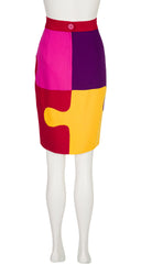 1991-92 F/W Jigsaw Puzzle Piece Wool Pencil Skirt