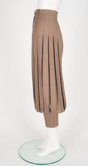 1980s Beige Wool Accordion Jodhpur Pants