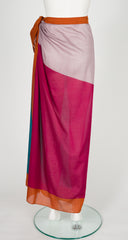 1980s Color Block Cotton Beach Pareo Wrap