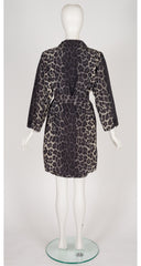 1990 F/W Gray Leopard Print Trench Coat & Skirt Set
