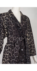 1990 F/W Gray Leopard Print Trench Coat & Skirt Set