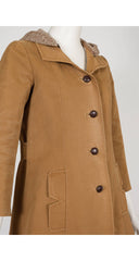 1960s/1970s Brown Cotton Canvas & Tweed Hooded Coat
