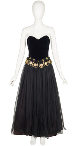 1990-91 F/W Roman Centurion Black Bustier Evening Gown