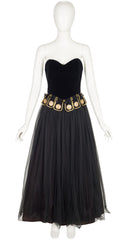 1990-91 F/W Roman Centurion Black Bustier Evening Gown