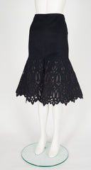 2004 Pre-Fall Black Wool Laser Cut Mermaid Skirt