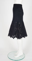 2004 Pre-Fall Black Wool Laser Cut Mermaid Skirt