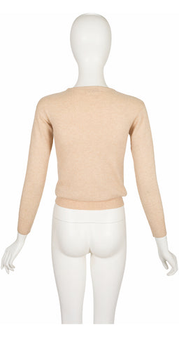 1970s Light Beige Cashmere Pullover Sweater