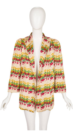 1940s Floral Heavily Embroidered Puff Shoulder Jacket