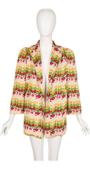 1940s Floral Heavily Embroidered Puff Shoulder Jacket