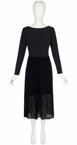 1996-97 F/W Black Floral Devoré Velvet Maxi Dress