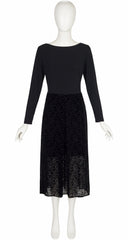 1996-97 F/W Black Floral Devoré Velvet Maxi Dress