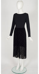 1996-97 F/W Black Floral Devoré Velvet Maxi Dress