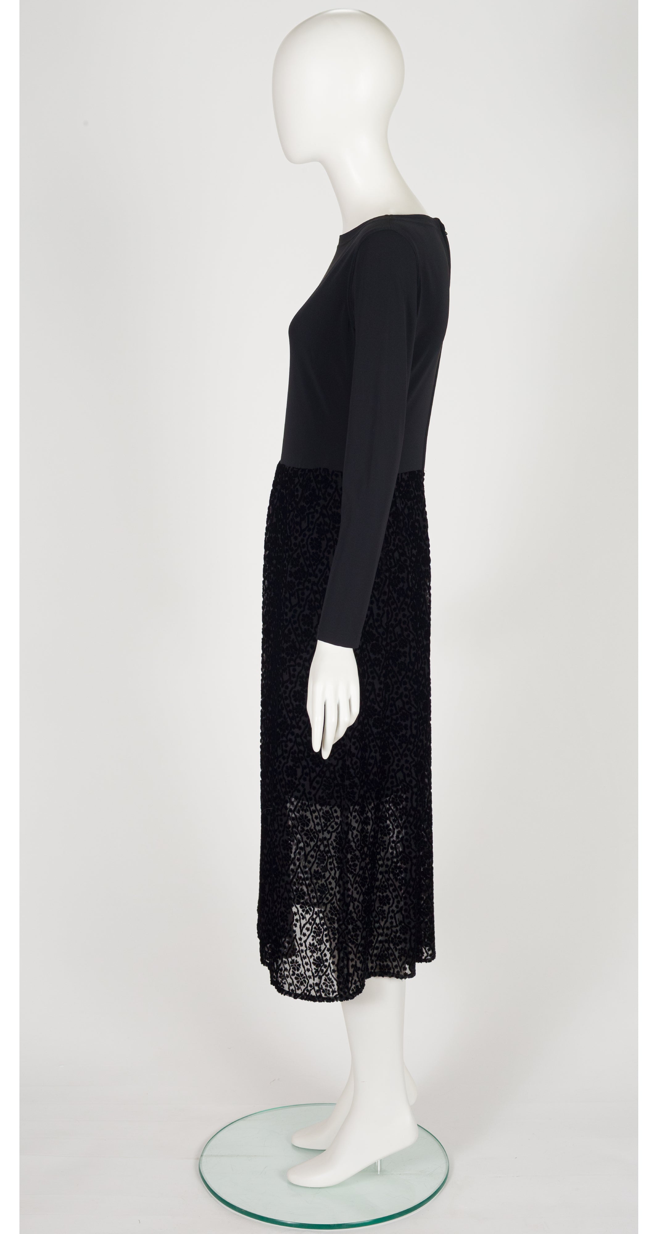 1996-97 F/W Black Floral Devoré Velvet Maxi Dress