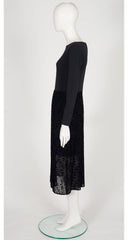 1996-97 F/W Black Floral Devoré Velvet Maxi Dress