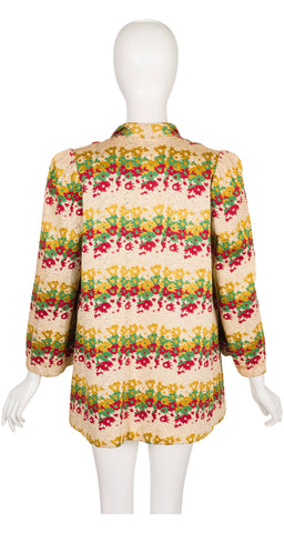 1940s Floral Heavily Embroidered Puff Shoulder Jacket