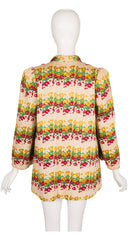 1940s Floral Heavily Embroidered Puff Shoulder Jacket