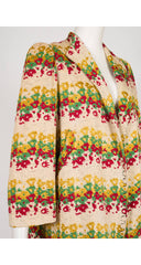 1940s Floral Heavily Embroidered Puff Shoulder Jacket