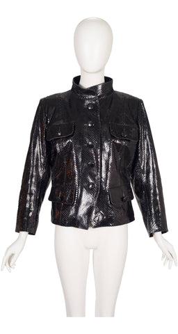 1986-87 F/W Black Snakeskin Stand Up Collar Jacket