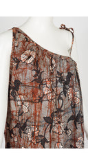1977 S/S Batik Print Cotton One-Shoulder Maxi Dress