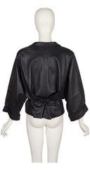 1980s Black Leather Dolman Sleeve Blouson Jacket