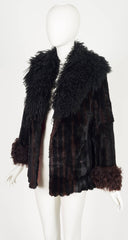 1970s Black & Brown Mongolian Lamb Fur Jacket
