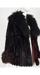 1970s Black & Brown Mongolian Lamb Fur Jacket