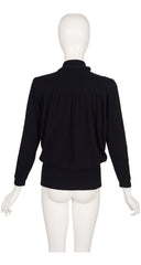 1970s Swiss Dot Black Cashmere Knit Sweater