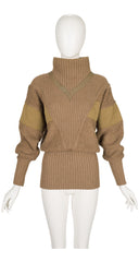 1983-84 F/W Beige Alpaca Knit & Leather Sweater
