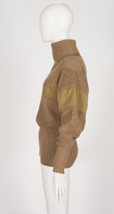 1983-84 F/W Beige Alpaca Knit & Leather Sweater