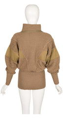 1983-84 F/W Beige Alpaca Knit & Leather Sweater