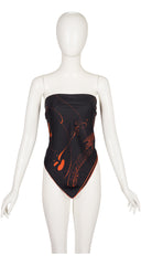 1950s "Le Zodiaque" Orange & Black Silk Twill Scarf