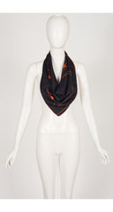 1950s "Le Zodiaque" Orange & Black Silk Twill Scarf