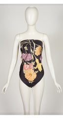 1990s Floral Pastel & Gray Silk Twill Scarf