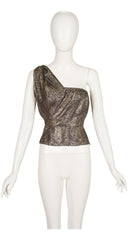 1986-87 F/W Gold Metallic Snake Print One-Shoulder Top