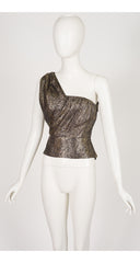 1986-87 F/W Gold Metallic Snake Print One-Shoulder Top