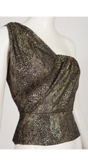 1986-87 F/W Gold Metallic Snake Print One-Shoulder Top