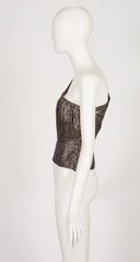 1986-87 F/W Gold Metallic Snake Print One-Shoulder Top