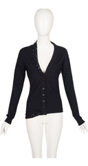 2006 Sequin Black Wool Knit Asymmetrical Cardigan