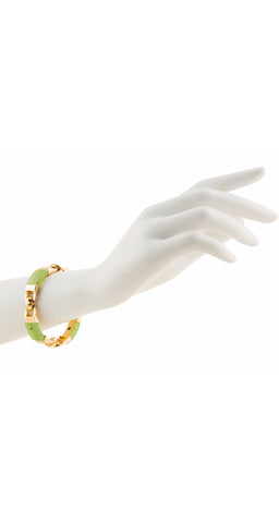 1973 Faux Jade & Gold Link Bracelet